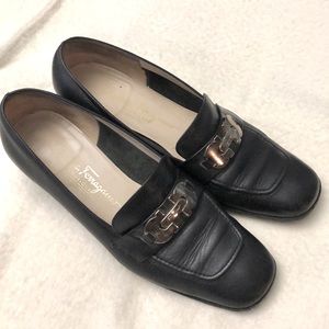 Salvatore Ferragamo Silver Buckle Shoes